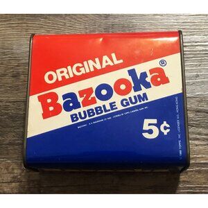 Vtg Original Bazooka Bubble Gum Piggy Bank Enesco Metal with Plug